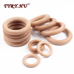 Blocks TYRY.HU 20pcs 40mm/70mm Beech Wooden Baby Teething Rings Baby Teethers DIY Baby Teething Toys Baby Rattle Accessories BPA Free