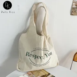 Shoulder Bags Women Canvas Bag Female Art English Printing Handbag Ladies Casual Eco-friendly Tote Student Grocery Book