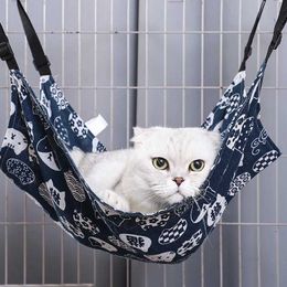 Cat Beds Furniture Cat Canvas Hammock Bed Pet Cats Dogs Beds Double-Sided Hanging Bed Pet Swing Beds Hamster Squirrel Cat Rest Sleep Supplies