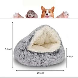 Cat Beds Furniture Soft Plush Round Cat Bed Pet Mattress Warm Comfortable Basket Cat Dog 2 in 1 Sleeping Bag Nest for Small Dogs Dog Donut