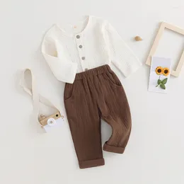 Clothing Sets Toddler Baby Boy Clothes 2-Piece Linen Outfit Long Sleeve Button Down Shirt Pants