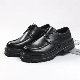 Casual Shoes Men Business Office Formal Dress Original Leather Lace-up Derby Shoe Black Stylish Gentleman Platform Footwear Mans