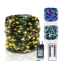 10200M LED String Lights Fairy Green Wire Outdoor Christmas Light Tree Garland For Year Street Home Party Wedding Decor 240506