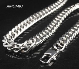 4045505560657090CM Chain Link Necklace Stainless Steel Jewellery 10mm Width HZN024 Chains3233573