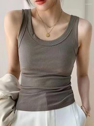 Women's Tanks Summer Sexy Tank Top Women Sleeveless Casual Solid Basic T-shirts Fashion Threaded Sling Vest White Tops Female 8 Colours