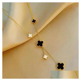 Pendant Necklaces Fashion Designer Jewelry Classic 4/Four Leaf Clover Locket Necklace Highly Quality Choker Chains Plated Gold Girls G Dhfla