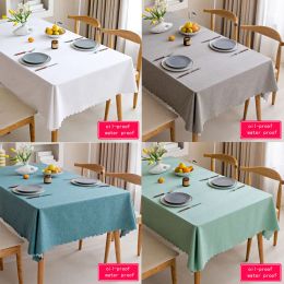 Pads Rectangular Cotton And Linen Tablecloth OilProof Waterproof Antifouling Cover Outdoor Dining Table Cloth