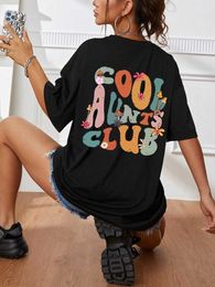 Women's T-Shirt Cool Auntie Club Letter Print Womens Casual Cotton Top Fashion Street Short Sleeve T-shirt Comfortable Loose DressL2405