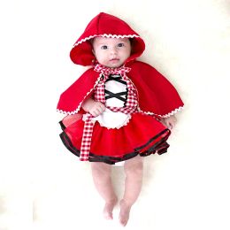 Dresses Newborn Baby Girls Tutu Dress + Cape Cloak Outfit Little Red Riding Hood Cosplay Photo Prop Costume Party Dresses Baby Clothes