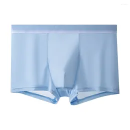 Underpants Men Daily Underwear Middle Waist Boxer Shorts Solid Breathable Cool Ice Silk Elastic Boxers Briefs Lingerie