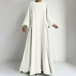 Ethnic Clothing 2024 Dresses For Girls Women'S Muslim Robe Lantern Long Sleeve Round Neck Loose Ruffle Elegant Temperament Prayer Maxi