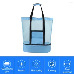 Storage Bags Beach Thermal Insulation Bag Insulated Picnic With Detachable Cooler Mesh Organiser Tote For Women Men Outdoor