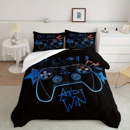 Duvet Cover 3pcs Queen Bedding Blue Grip, Gamer Set, Video Game Comforter Set (Duvet And Bedspread Not Sheet)