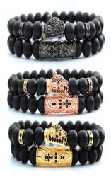 natural black stone beads pulseras hombre mens jewellery leopard bracelet 2pcsset braclet for men jewelry bracciali armbanden5757832