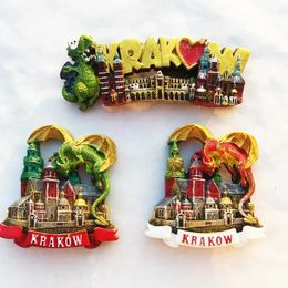 BABELEMI Creative 3D Krakow Poland Old Town Famous Architecture Edge Magnet Tourism Souvenir Refrigerant Magnetic Stickers 240429