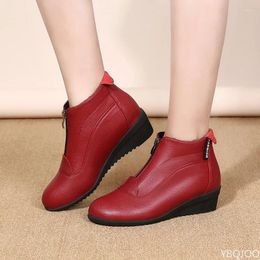 Casual Shoes Winter Boots Women 2024 Snow Wedge Heels Warm Fur Zip Women's Botas Mujer