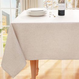 Table Cloth Olanly Rectangle Tablecloth Faux Linen Waterproof Wipeable Fabric Washable Cover For Kitchen Dining