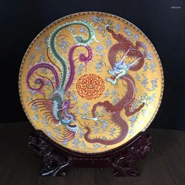 Plates Period Dragon And Phoenix Chinese Style Painted Ceramic Ornamental Plate For Friends' Gift
