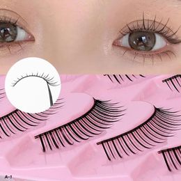 False Eyelashes 5Pairs Lashes Cat Eye Eyelash Extension 3D Mink Half Natural Makeup Faux Black Stems Korean