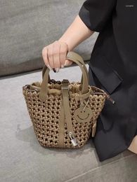 Shoulder Bags Hand-woven Vegetable Basket Bucket Bag For Women 2024 Trendy Nylon Cloth Mother-in-law Portable Crossbody