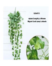 10pcs Green Artificial Fake Hanging Vine Plant Leaves Foliage Flower Garland Home Garden Wall Hanging Decoration9661462