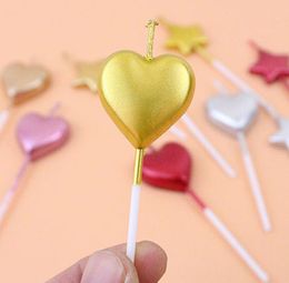 50pcslot Heart Shape Candle Love Candles Mini Candle Birthday Cake Decor Candles Valentine039s Day Decoration 5 Colors Wholesa9719264