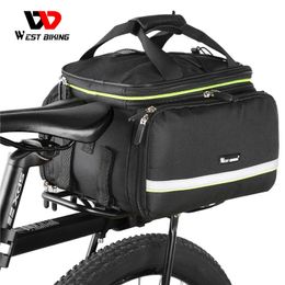 WEST BIKING 3 in 1 Waterproof Bike Trunk Bag MTB Road Bicycle Large Capacity Travel Luggage Saddle Seat Panniers 240416