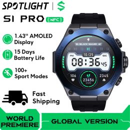 Clocks Global Version Black Shark S1 Pro Smartwatch 1.43'' AMOLED Display IP68 Waterproof 100+ Sport Modes 15 Days Battery Life