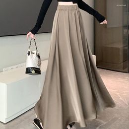 Skirts Female Elastic Waist Medium Length Acetic Acid Skirt Woman Optical Blend Office Ladies Fashion Q115