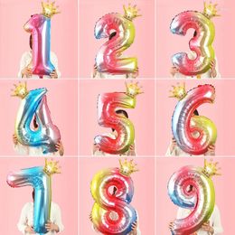 Party Decoration 32 Inch Digital Number Happy Birthday Helium Balloons Anniversary Home Baby Shower