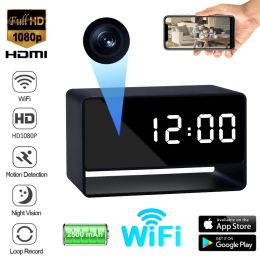 Cameras Full HD Digital Clock Cameras Night Vision App Wifi Remote Monitoring Motion Detection Auto Loop Recording Mini Home Camcorders