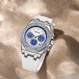 Wristwatches Women's Waterproof Three-eye Diamond Temperament Quartz Watch Multi-functional Luminous Calendar Leisure