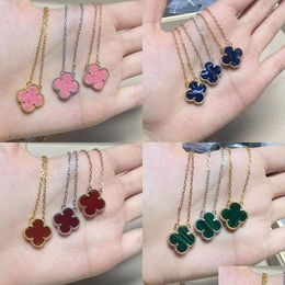 Pendant Necklaces Various 4 Four Leaf Clover Rose Gold Sier Necklace Jewlery For Women Designer Golden Jewelries Woman Man Charms Link Dhh9R