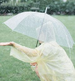 200PCS Transparent Umbrellas Clear PVC Umbrellas Long Handle 6 Colors DH20315760099