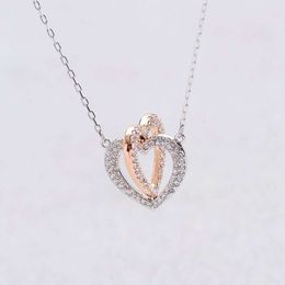 SwarovskiS Necklace Designer Women Original Quality Luxury Fashion Pendant Heart To Heart Matching Double Heart Necklace Female Element Crystal Love Collar Chain