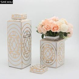 Storage Bottles Gold Plated Geometric Texture Jar With Lids Tea Canister Candy Pots Desk Decoration Jewelry Jars Cosmetic Containers