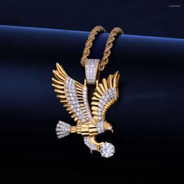 Pendant Necklaces Hip Hop Eagle Bling Cubic Zircon Necklace Mens Cool Rap Rock Jewelry Iced Out Micro Paved Cz Animal