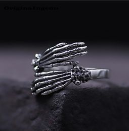 925 Sterling Silver Ring Vintage Punk skulls Hand Charm Boho Minimalism Birthday Gift Haut Femme Anillos Rings for Women Jewelry5159511