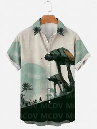 Men's Casual Shirts 2024 Hawaiian Alien Mecha 3D Printed Summer Classic Style Fashion Dress Social Vintage Shirt Camisar Slim Fi