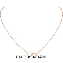 Cartre High End Jewellery necklaces for womens trendy Silver Double Necklace Rose Gold Interlocking Pendant Necklace as for Original 1:1 With Real Logo and box
