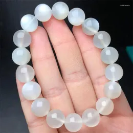 Link Bracelets 11MM Natural White Moon Stone Bracelet Women Fashion Charm Crystal Healing Energy Yoga Jewellery Gift 1PCS