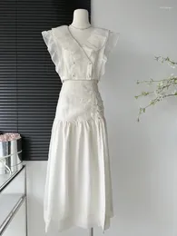 Work Dresses White Suit With Square Mid-length Skirts Cute Sets Women Casual Women's Aesthetics Dress Outfits Top Skirt