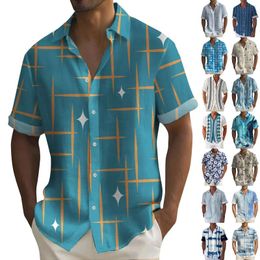 Men's T Shirts Hawaiian Shirt For Men Vintage Button Down Bowling Short Sleeve Summer Beach Korean Reviews Many Clothes