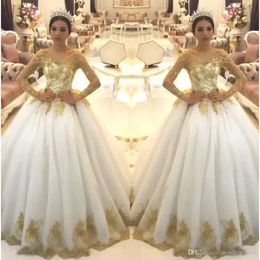 Białe złote sukienki i balsame z koraliki koronkowe cekiny aplikacji Linia Długość podłogi niestandardowe Suknia wieczorna Formalne zużycie OCN Vestidos Plus