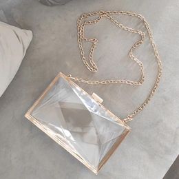 Evening Bags Transparent Tote Bag Diamond Acrylic Clutch Women's Purses And Handbag Designer Luxury 2024 Clear Crossbody Shoulder