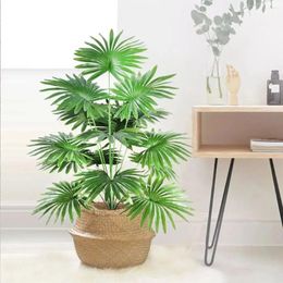 Decorative Flowers 80 Cm (31.5 In) 15-leaf Artificial Fan Leaf Tropical Plant Large Fake Palm Office Home Holiday Decoration