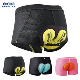 KEMALOCE Cycling Shorts 5D Gel Pad Underwear Pro Shockproof Underpant Bicycle Black Bike 240506