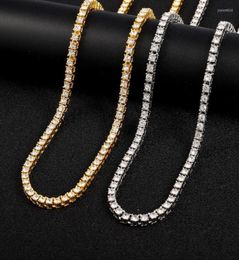Chains Iced Out Classic Micro Tennis Necklace 4mm CZ Chain Fold Over Clasp Hip Hop For Men Gift ChainChains4350648