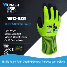 Gloves Garden Work Gloves Fluorescent Green Nylon Micro Foam Nitrile Sandy Maxi High Flex Safety Glove
