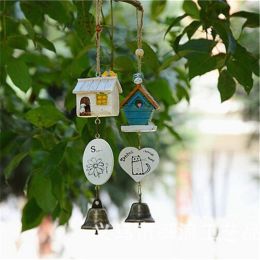 Decorations Creative Bird House Cage Wind Chimes Cute Cartoon Pastoral Hanging Ornament Crafts Home Garden Resin Decoration Children Gift